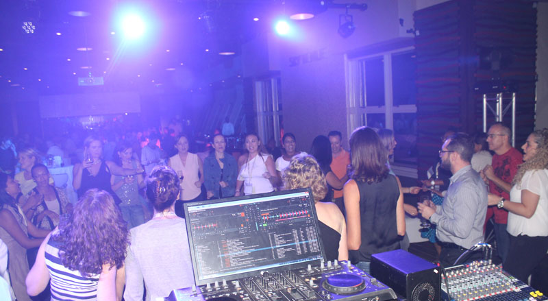 A busy dance floor seen from DJ Peter's booth